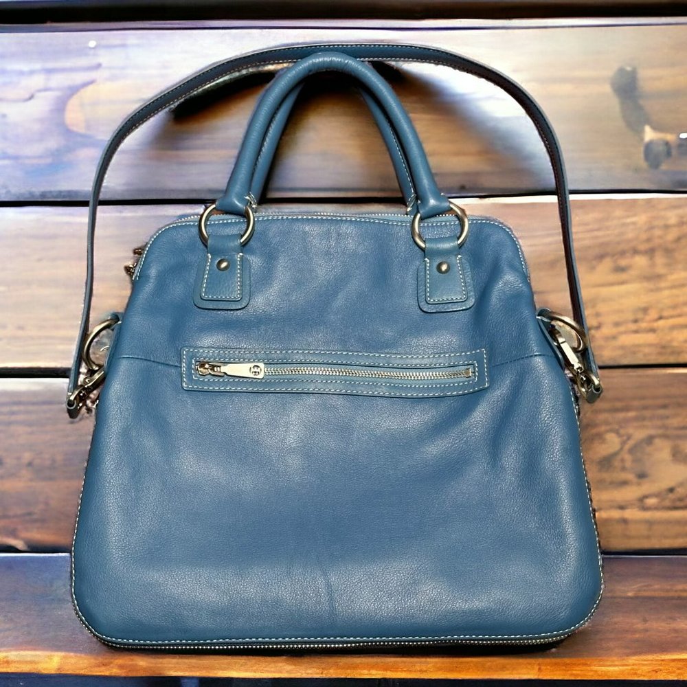 Talbots Blue Leather Satchel Shoulder Bag Handbag